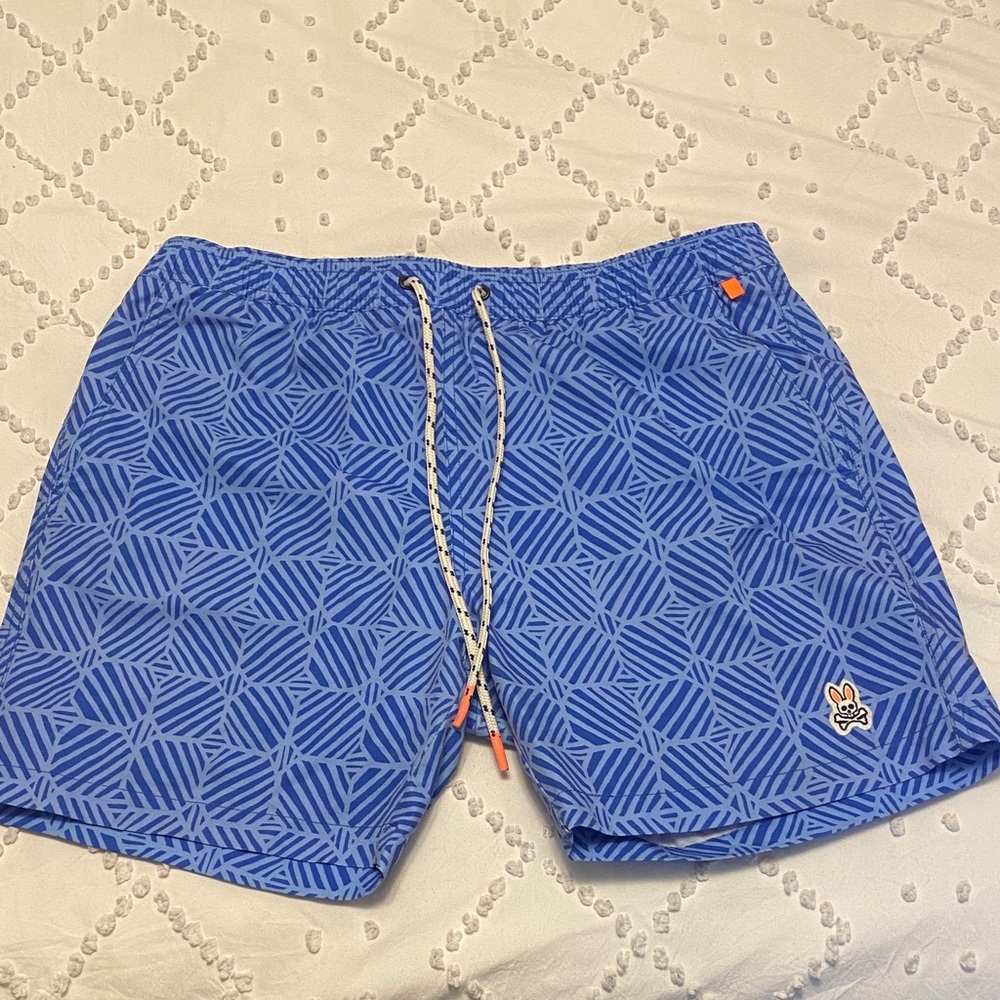 Men's Blue Geometric Swim Shorts
